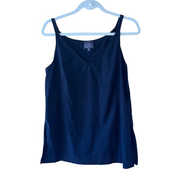 Leo Sage Womens Tank Top Black Size Medium Side Slits Stretch V Neck Casual - Picture 6 of 7